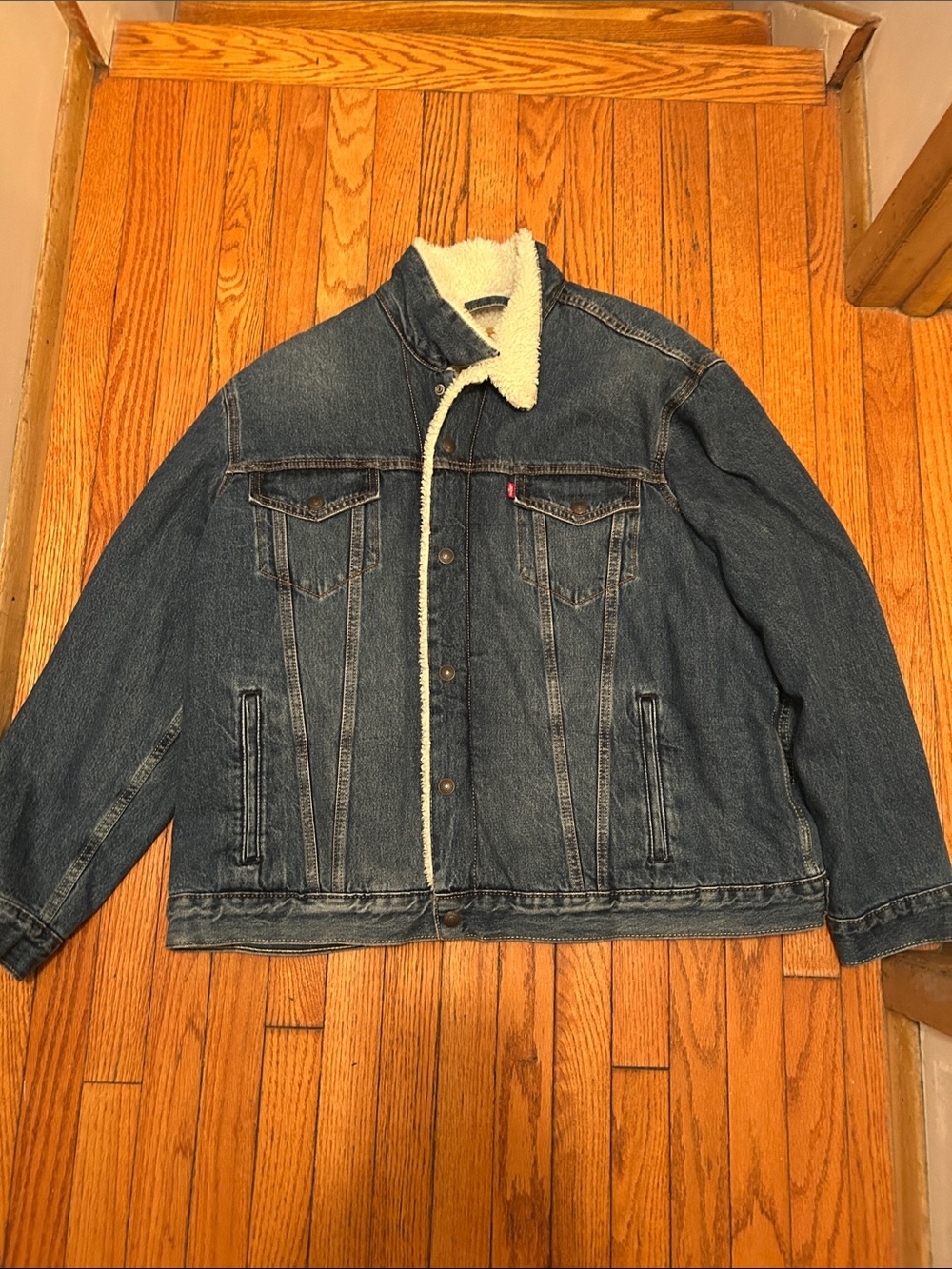 Levi's Dark Blue Denim Sherpa Lined Jacket